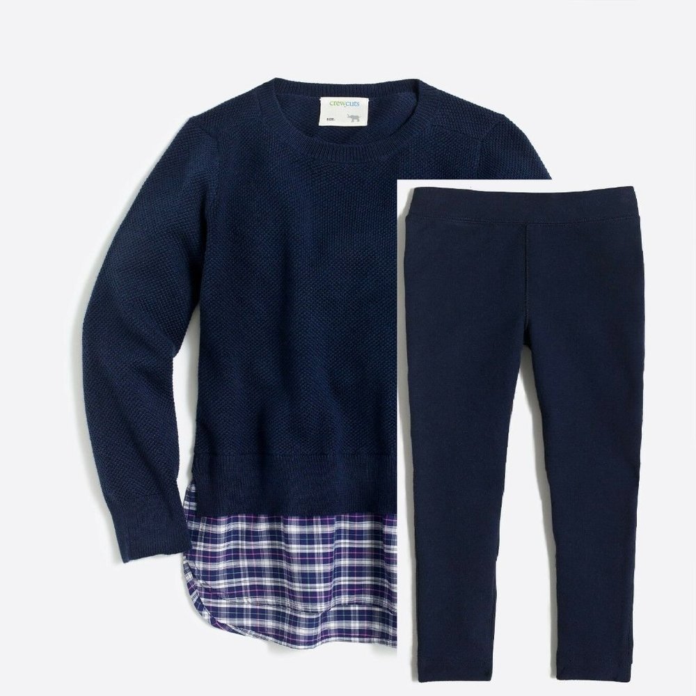 NEW J.CREW CREWCUTS 2pc Set Navy Blue Sweater and French Terry Leggings